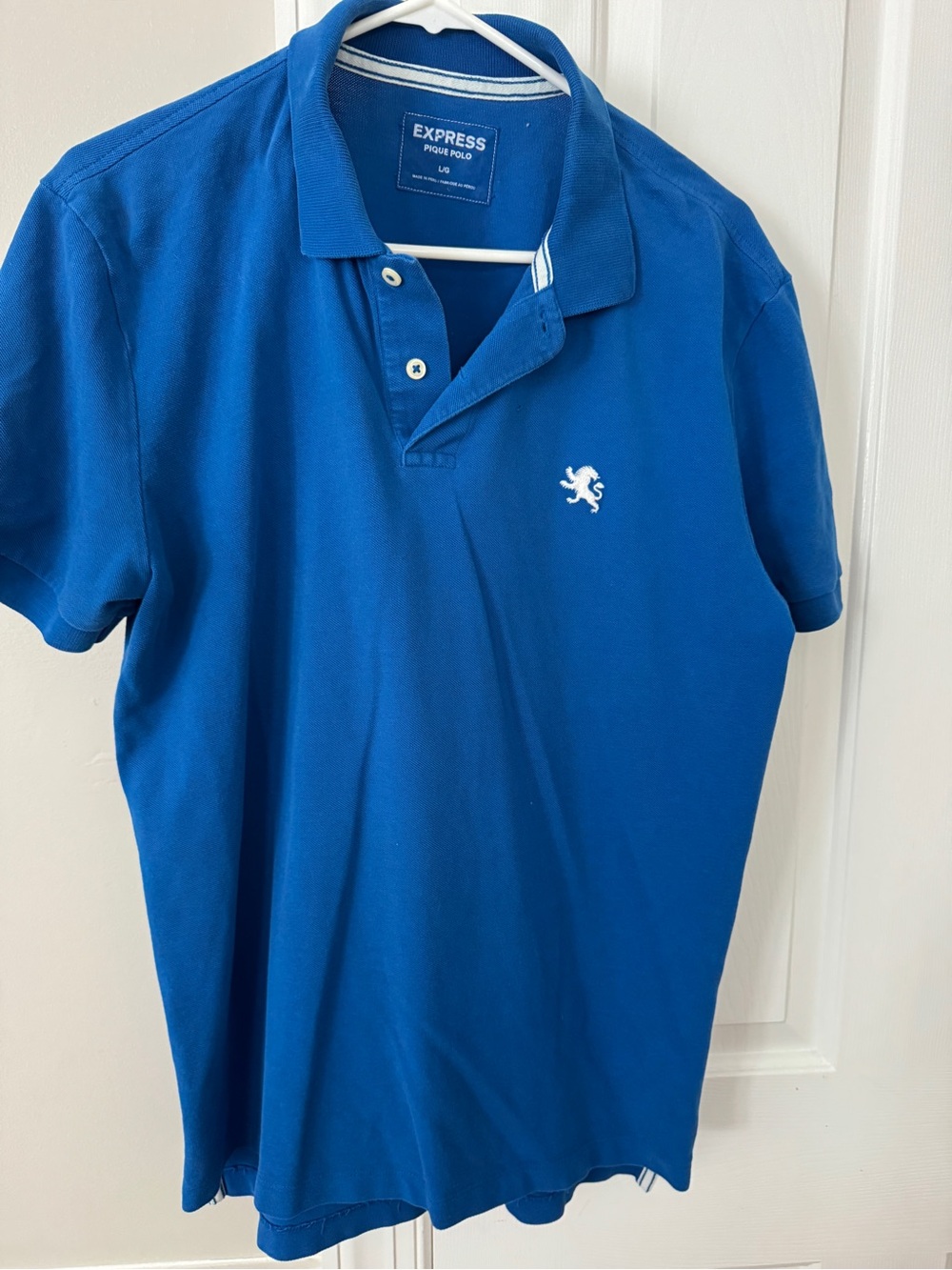 Express Men’s Bright Blue Pique Polo with Contrast Logo